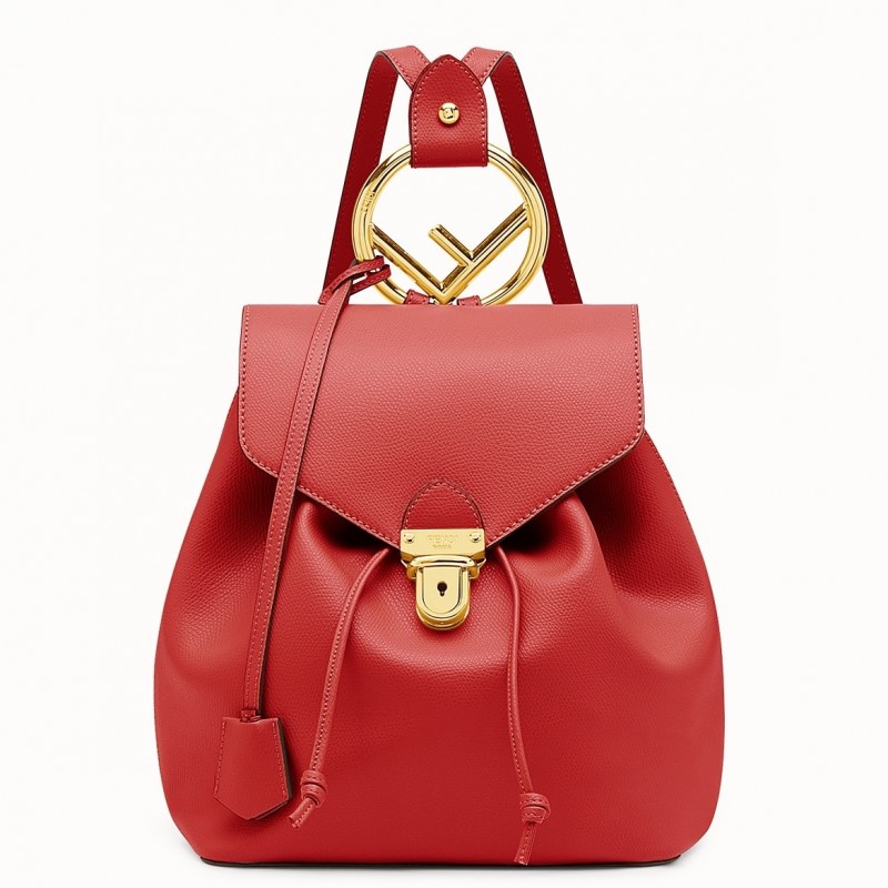 Fendi Red Leather Logo Backpack 545