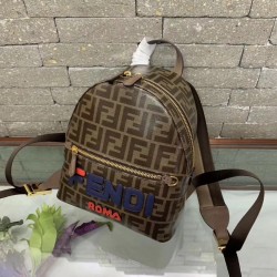 Fendi Brown Glazed Fabric Mini Backpack 583