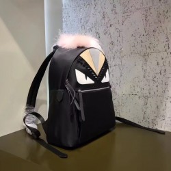 Fendi Black Bag Bugs Eyes Fox Fur Studs Backpack 737