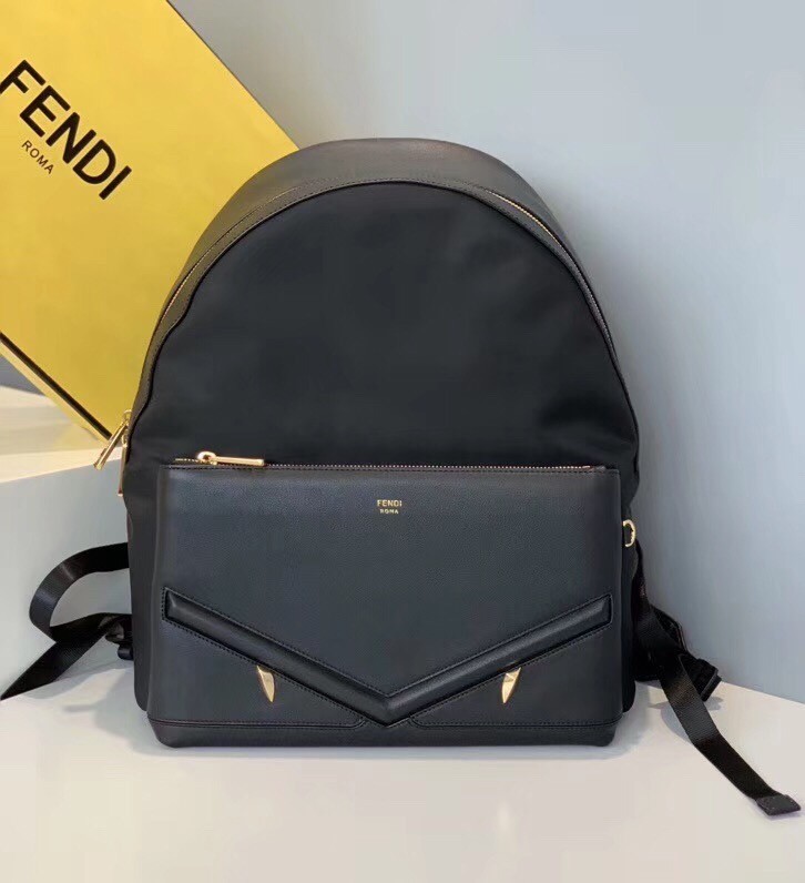 Fendi Bag Bugs Eyes Nylon And Leather Backpack 772