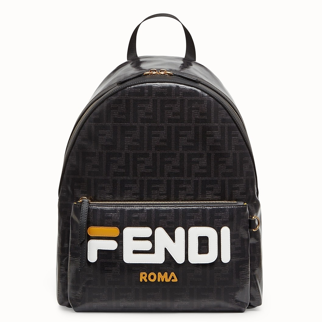 Fendi Black Glazed Fabric Large Backpack 598