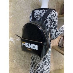 Fendi Black Glazed Fabric Large Backpack 598