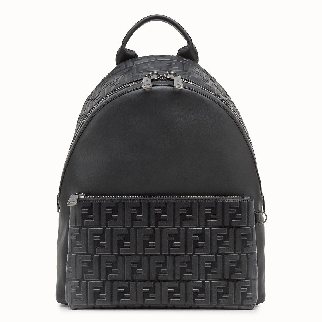 Fendi Black Large Logo-embossed Leather Backpack  717