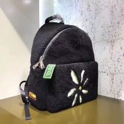 Fendi Black Large Shearling Backpack 705