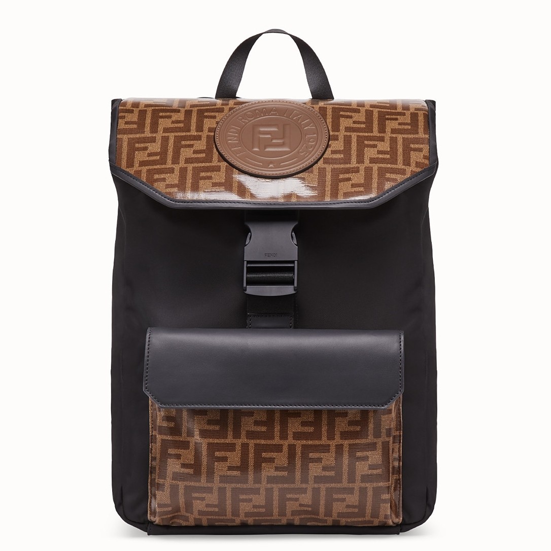 Fendi Nylon Backpack With Glazed Fabric With FF Motif  202