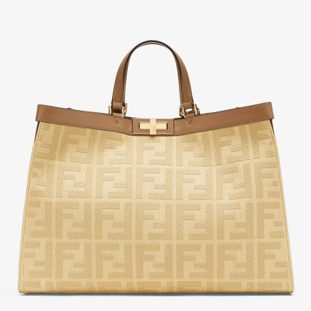 Fendi Peekaboo X Tote In Beige Canvas with FF Motif 266