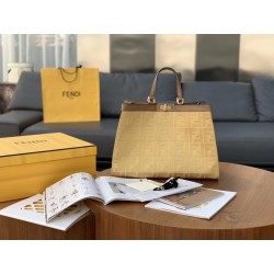 Fendi Peekaboo X Tote In Beige Canvas with FF Motif 266