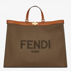 Fendi Peekaboo X-Tote Large Shopper In Green Canvas 307