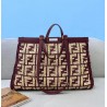 Fendi Peekaboo X-Tote Shopper In Burgundy FF Raffia 340