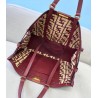 Fendi Peekaboo X-Tote Shopper In Burgundy FF Raffia 340