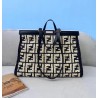 Fendi Peekaboo X-Tote Shopper In Black FF Raffia 377